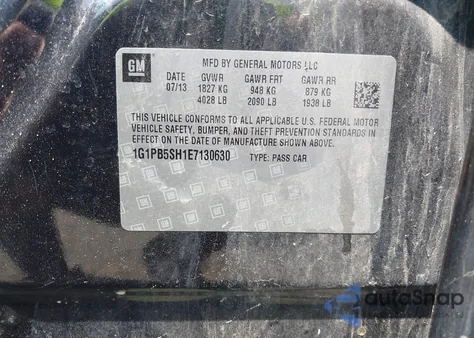 2014 Chevrolet Cruze Ls Manual z USA, uszkodzony, nr VIN 1G1PB5SH1E7130630